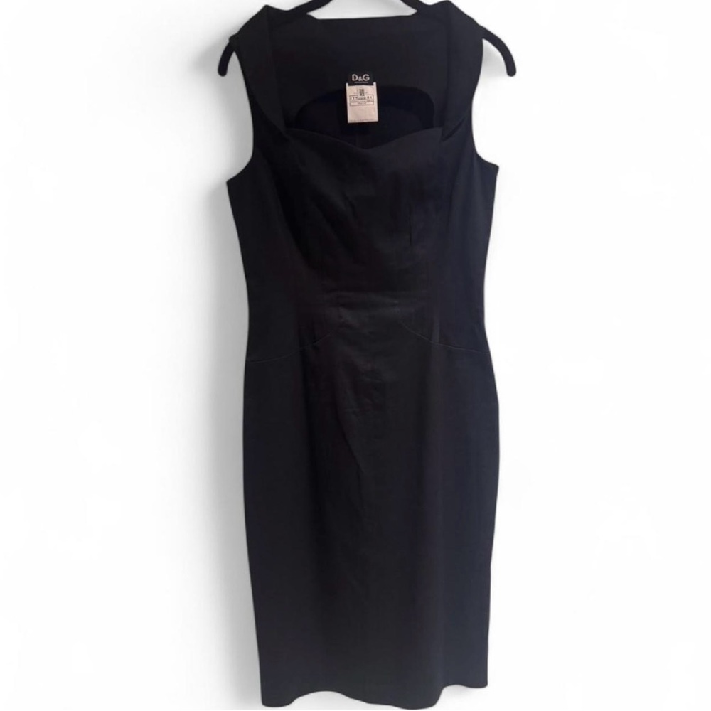 Dolce & Gabbana Black Midi Long Corset Detail Dress Size 42